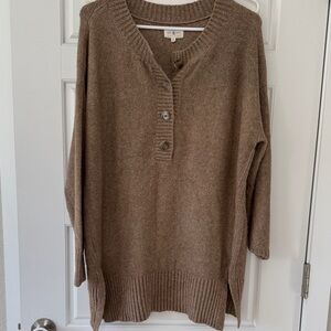 Lou & Grey Buttoned Tan Sweater